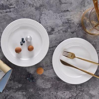 China Cheap Price Disposable Round Plates Ceramic Nordic Dish Dining Plate White Color Steak Plates for sale