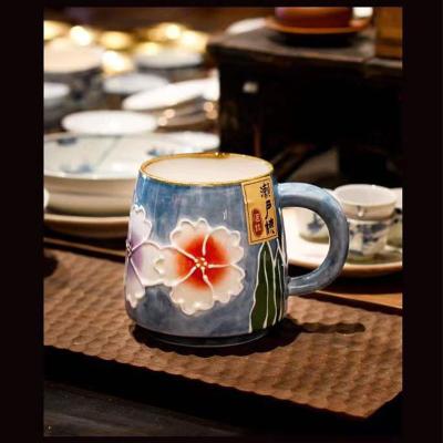 China Disposable Se-at Home Japanese Hand-Painted Ceramic Mugs Kids Cups Coffee Milk Mug Burning Cup Breakfast Mug for sale