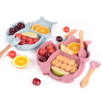 China Traditional Kids Crockery And Cutlery Dinner Plate With Dividers And Spoon For Baby for sale