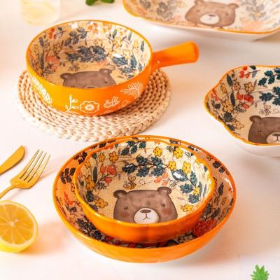 China Stocked Cartoon Japanese Tableware Sets Ceramic Dinner Dishes Set For Kids for sale