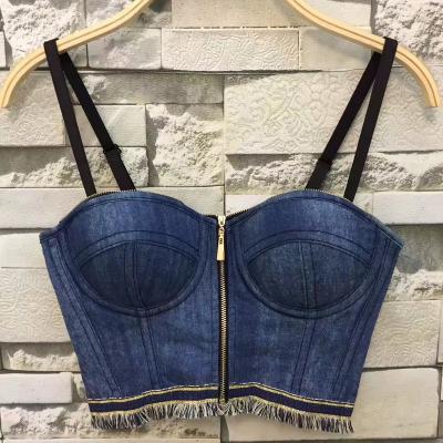 China New Style Breathable Women Jeans Crop Top Design Ladies Crop Top for sale