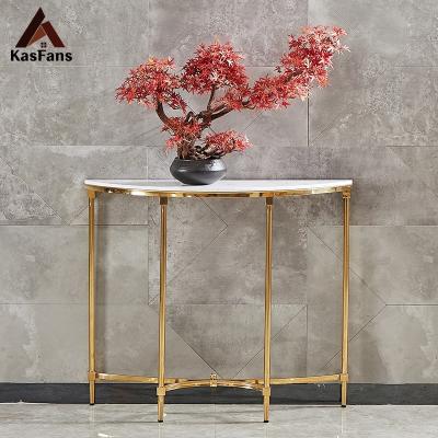 China Customized MarbleStainless Entryway Villa Living Room Furniture Console Table Minimalist Hot Selling Steel Sparkle Table for sale