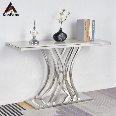 China Customized Silver Country Style Console Table Entrance Foyer Stainless Steel Altar Table Wholesale Price Entry Table for sale