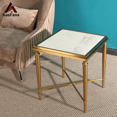 China Customized Creative Customized Side Tables Easy To Clean Stainless Steel Cost-Effect Mini Tempered Glass Square Coffee Tables Tables for sale