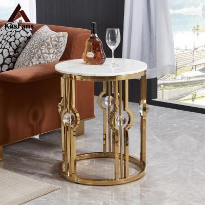 China Customized Professional Nordic Style Side Tables Coffee Tables White Marble Apartment Stainless Steel Mini Tables Elegant Handmade for sale