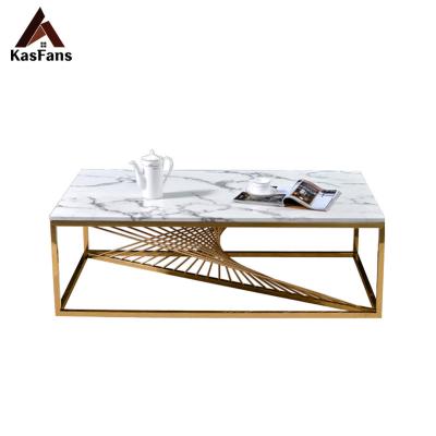 China Factory Customized Cheap White Coffee Table Rectangle Easy To Clean Furniture Marble Home Tea Tables Living Room Saving Space Center Tables for sale