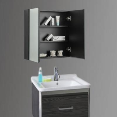 China Modern Black Powder Coating Steel Bathroom Medicine Cabinet Iron Mirror Cabinet Waterproof Bathroom Mirror Cabinet for sale