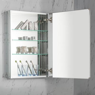 China Hotel modern waterproof copper-free glass storage bathroom mirror 4mm contact medicine mirror LED smart cabinet for sale