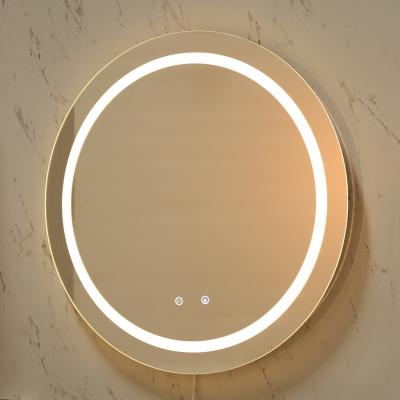 China Wall Mounted Bathroom Mirrors Bright LED Light Bathroom Mirror Modern Hanging Round Shaped Smart LED Mirror for sale