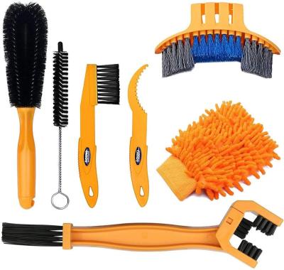 China 7pcs Portable Bicycle Bike Cleaning Tool Kit,Bike Brush Kit Suitable Bike Cleaning Kit Clean Bicycle for sale