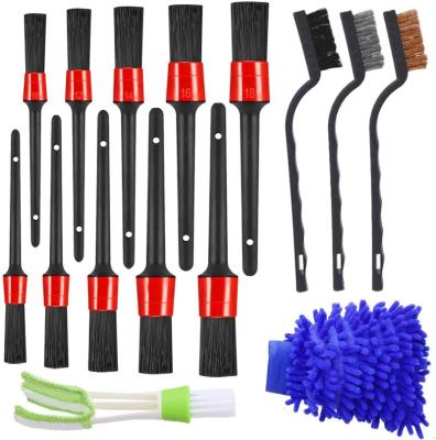 China Portable 15 Pcs Car Cleaner Sweep Brush Including Detail Brush, Wire Brush and Automotive for sale