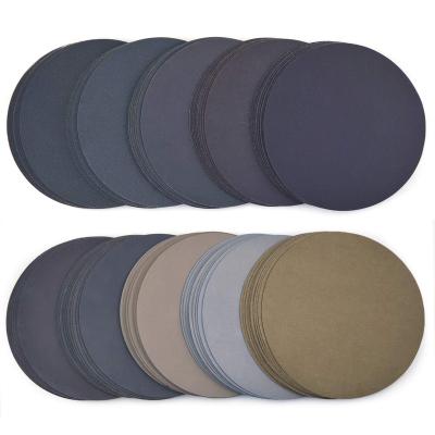 China Portable 6 inch (150mm) Assorted Heavy Duty Grit High Performance Waterproof Hook and Loop Discs Silicon Carbide Sandpaper for sale