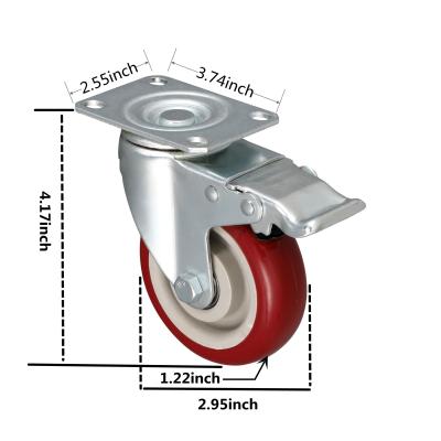 China SWIVEL - Medium Plate Casters With Safety Brake , Swivel Casters Industrial Caster Wheel pp Caster Industrial Equipment 3/4/5 Inch for sale