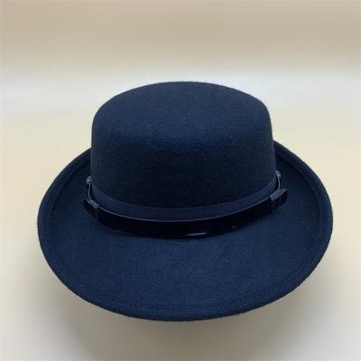 China Fashion High Quality Formal 100% Woolen Hat COMMON Derby Porkpie Top Parade Bowler Bowler Hat Black Pieter Hat Men Women Brim Wide for sale