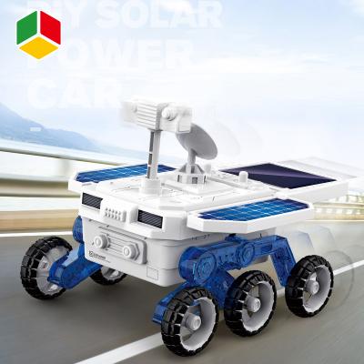 China Plastic Cement QS PULL BACK Hot Selling Amazon Educational Toy Kids DIY Assembled 4 Wheel Drive Mars Exploration Solar Battery Car Toy for sale