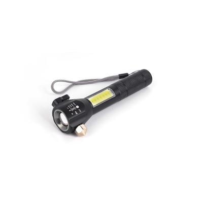 China Camping.Outdoor 4 in 1 Zoomable Multi Function Emergency Car Safety Hammer USB Charger Cutting Knife Led Flashlight for sale