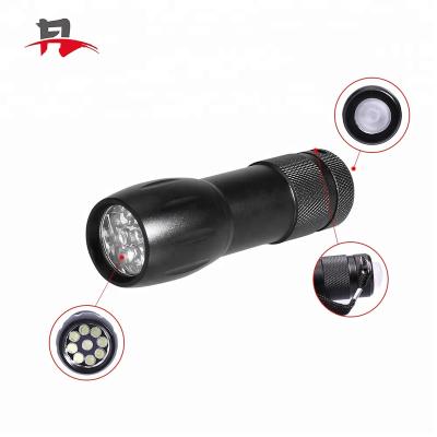 China Emergency Mini Flexible Portable White Light and SOS 9 LED Aluminum Zoomable Flashlight for sale