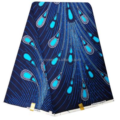 China Unique Design Anti-Static Royal Blue High Quality Genuine Prints Wax Fabric For Dress for sale