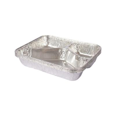 China Rectangular Tray Disposable Halved Bakeware Aluminum Foil Tray Drip BQB Portable Food Storage Container for sale