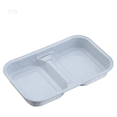 China 186x115x23mm Food Aluminum Foil Airline Airline Casserole Two Compartment Lunch Box AL186115-2W for sale