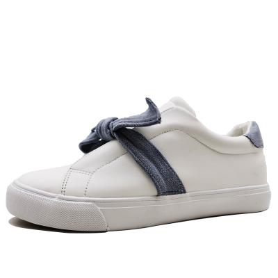 China Wholesale New Style Bowknot Vulcanized Shoes Custom Logo Waterproof White Laceless Casual Shoes for sale