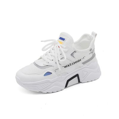 China 2019 Comfortable Stylish Thick-soled Anti-odor Lace Up Breathable Women Sneakers White Casual Shoes For Girl Shoes for sale