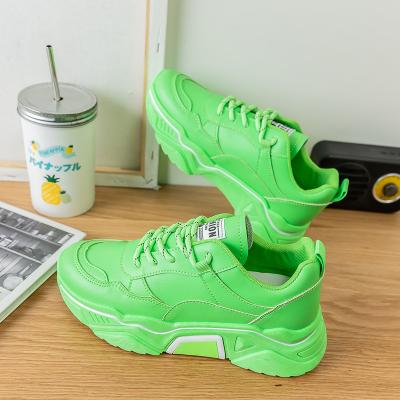 China 2019 Stylish Thick-soled Comfortable Anti-odor Lace Up Breathable Women Green Casual Sneakers Shoes for sale