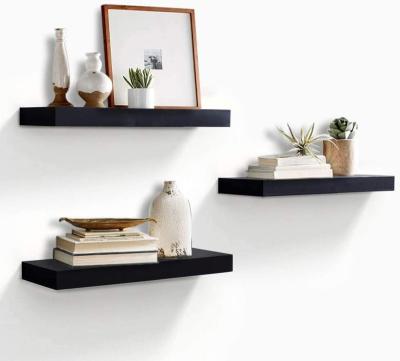 China Solid Wood Set Of 3 Wide Display Board Ledge Shelves Floating Wall Mounted Shelves for sale