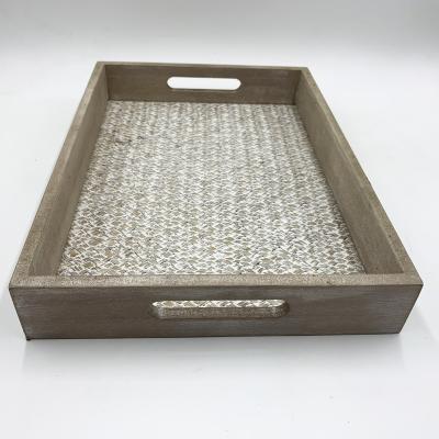 China 2019Wholesale Serving Tray Handmade Natural Wood Bamboo Serving Tray Wooden Tray for sale