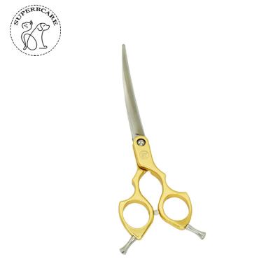 China Dog Grinding Viable 6.5 Inch Colored Curved Hair Grooming Scissors Hand Make Cutting Shears Tool Kit for sale