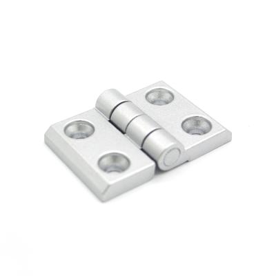 China Die Cast Aluminum Profile Silver 4040 Zinc Butt Hinge For Cabinet Door 25 Hole Pitch for sale