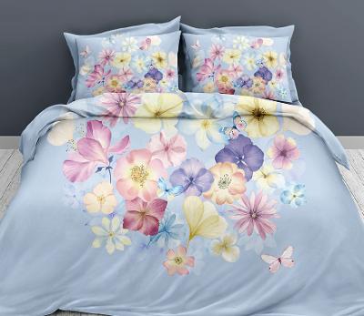 China Anti-static Nordic soft and comfortable double-sided bedding set bed sheet pattern and pillowcase ab watercolor flower for sale