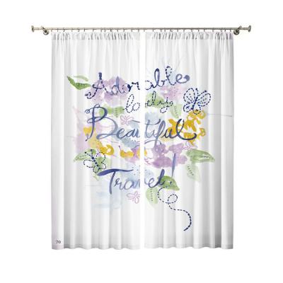 China 2021 future fashion trend printing, letter printing simple curtain flower pattern blackout indoor curtains for sale