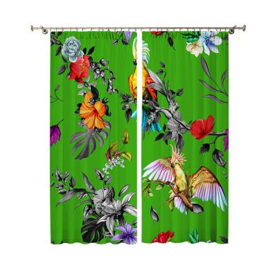 China Professional manufacturer's printing of decorative curtains blackout green printing thermal transfer curtains for sale