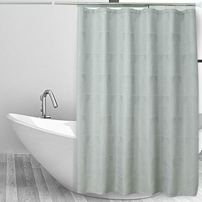 China Wholesale Hotel Quality Bathroom Waffle Shower Curtain 12 Hooks Heavy Duty Geometric Durable 240GSM Shower Curtains for sale