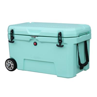 China 52 Quart Rotomolded Insulated Cooler Box With Wheel For Food Transport for sale