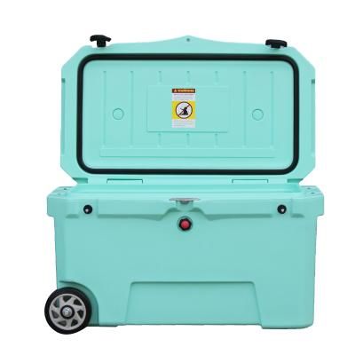 China 52 PE, LLDPE+PU FOAM Quart Rotomolding Insulated Cooler Box With Wheel for sale