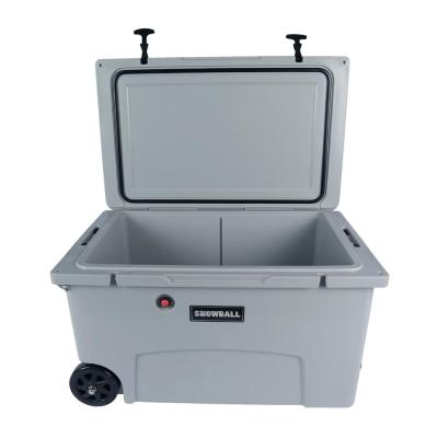 China Insulated 145L Ice Cooler Box With Wheel And Trolley 52QT Ice Cooler Box With Wheel for sale