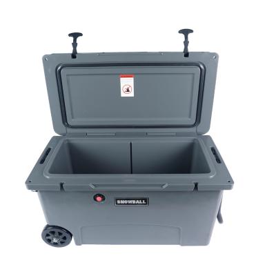 China Catering Insulated 145L Food Transport Cooler Box With Wheel And Trolley for sale