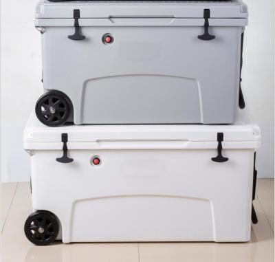 China 89.5*45.5*52.5cm Insulated Rotomolded Ice Cooler Box With Wheel And Trolley for sale