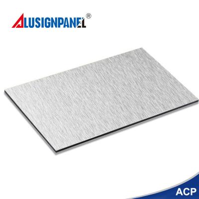 China Modern Building Materials Brushed Silver Color Aluminum Plastic Composite Panel for sale