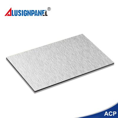 China Lightweight High Quality 3mm Brushed Silver Decorative Aluminum Plastic Composite Panel for sale