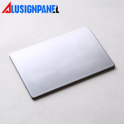 China Contemporary Decoration Silver Mirror Finish Aluminum Composite Wall Panel for sale