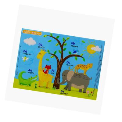 China Environmental Sustainable Plastic Custom Printed Colorful Table Mat Bpa Free Anti-Skidding Kids Disposable Place Mat for sale