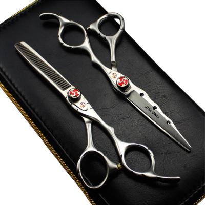 China Straight Scissors 6.0 Inch Barber Blows Flat Scissors Jialong Suppliers Matte Barber Scissors Professional Silver Hair Cutting Scissors for sale