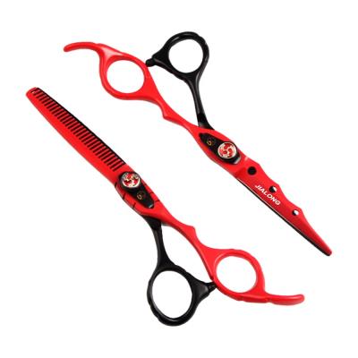 China Right Handed Scissors 6 Inch Professional Hairdresser Professional High Screw Red And Black Direct Shear Hairdressing Household Thin Scissors for sale