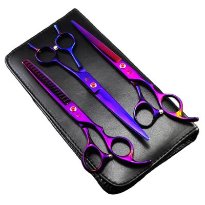 China 7 Inch Viable Purple Paint Japan Stainless Steel Professional Thinning Shears Dog Grooming Scissors for sale