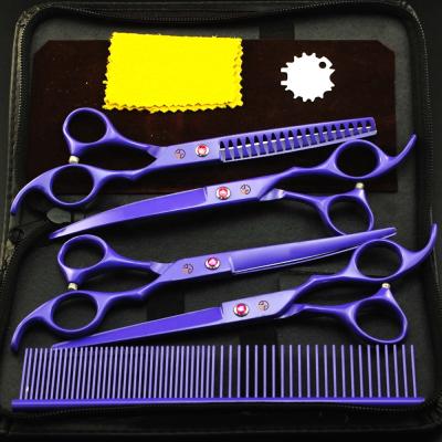 China 7 Inch Height Viable Quality PURPLE Baking Paint JP Stainless Steel Dog Scissors Kit for sale