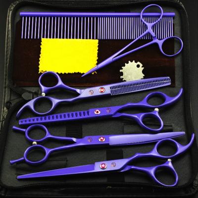 China VIOLET Baking Paint JP 7 Inch Viable Stainless Steel Dog Scissors Kit for sale