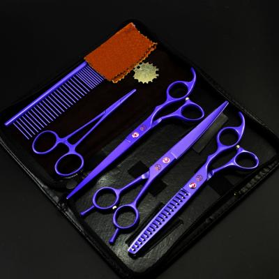 China 7.0 Inch Viable - High-grade Purple Japanese Stainless Steel Imported Pet Beauty Scissors Direct Cut Set for sale